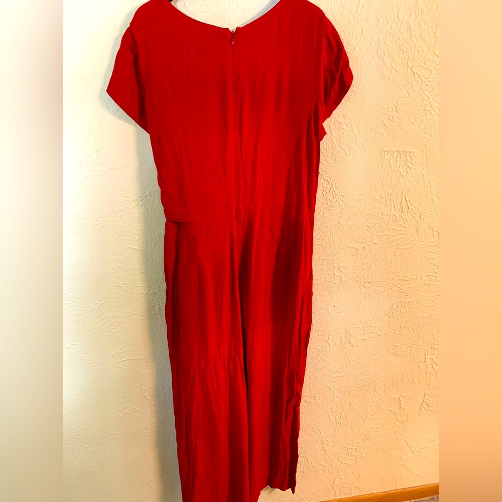 NWT Maeve Red Short-Sleeved, Cropped Jumpsuit - Picture 2 of 5